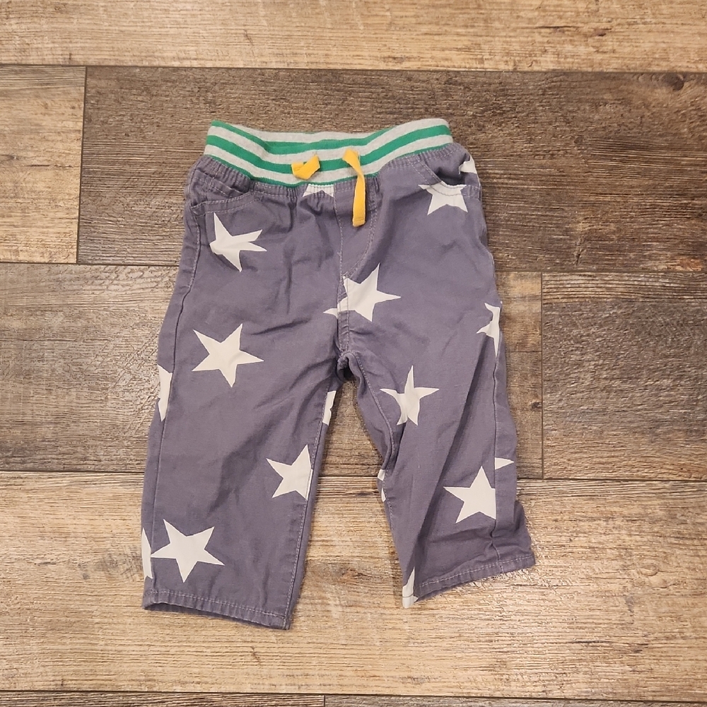 Baby Boden Starry Gray Bottoms with Green Waistband